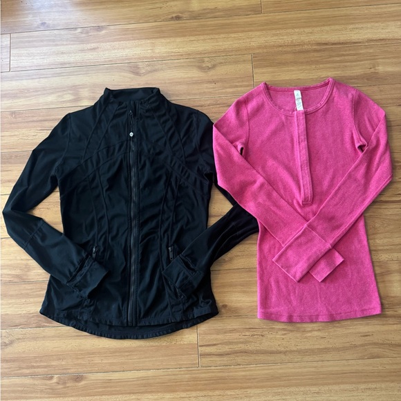 LULULEMON ~ Pink Top Shirt & Black Jacket ~ Sz 4 & 6 ~ Long Sleeves - Picture 1 of 9